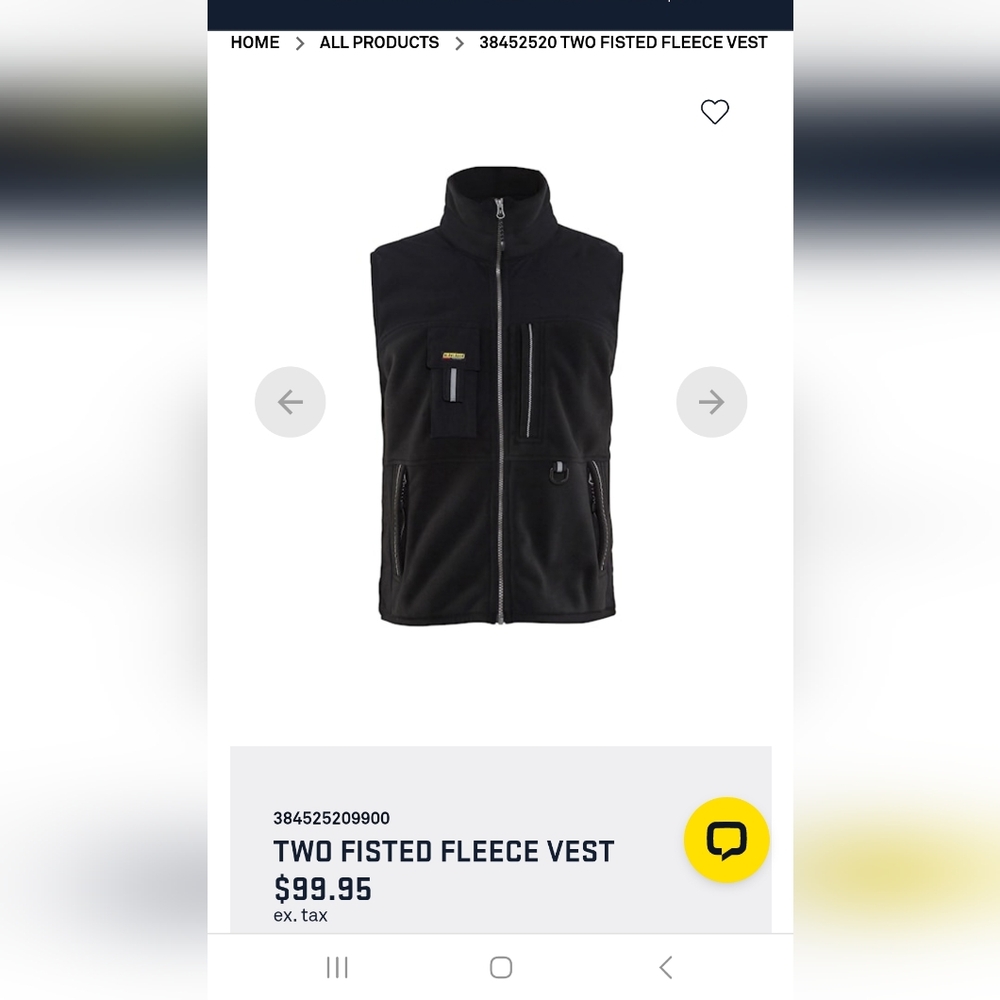 Black Fleece Vest with Zipper Pockets Small